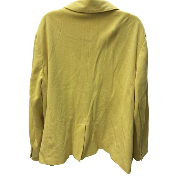 Talbots Women Blazer Jacket SZ 22 Yellow Nautical Anchor Lining 100% Cotton Knit - Picture 3 of 5